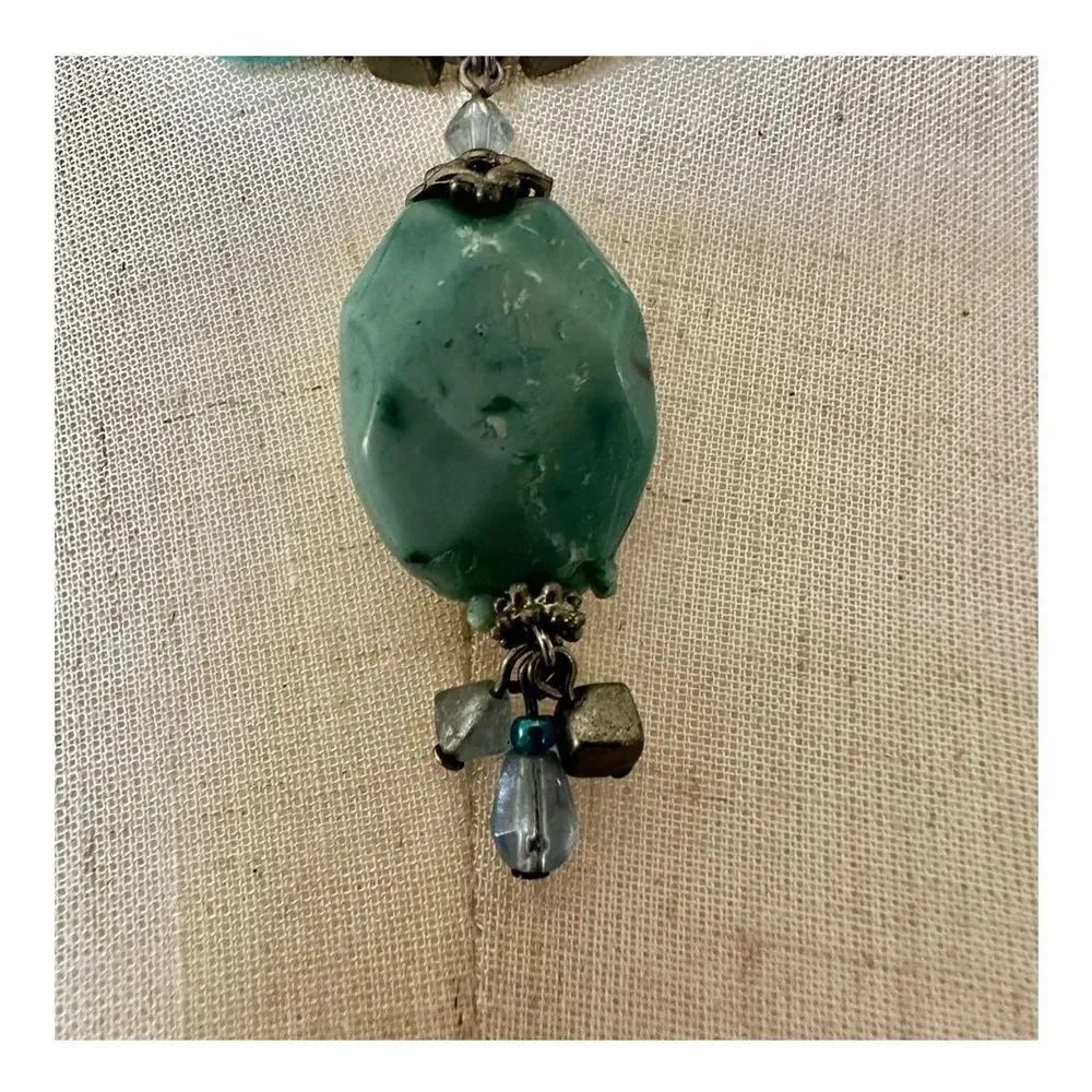 Turquoise blue beaded necklace